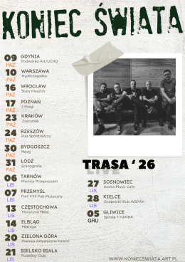 Bydgoszcz Wydarzenie Koncert Koniec Świata - Trasa '26
